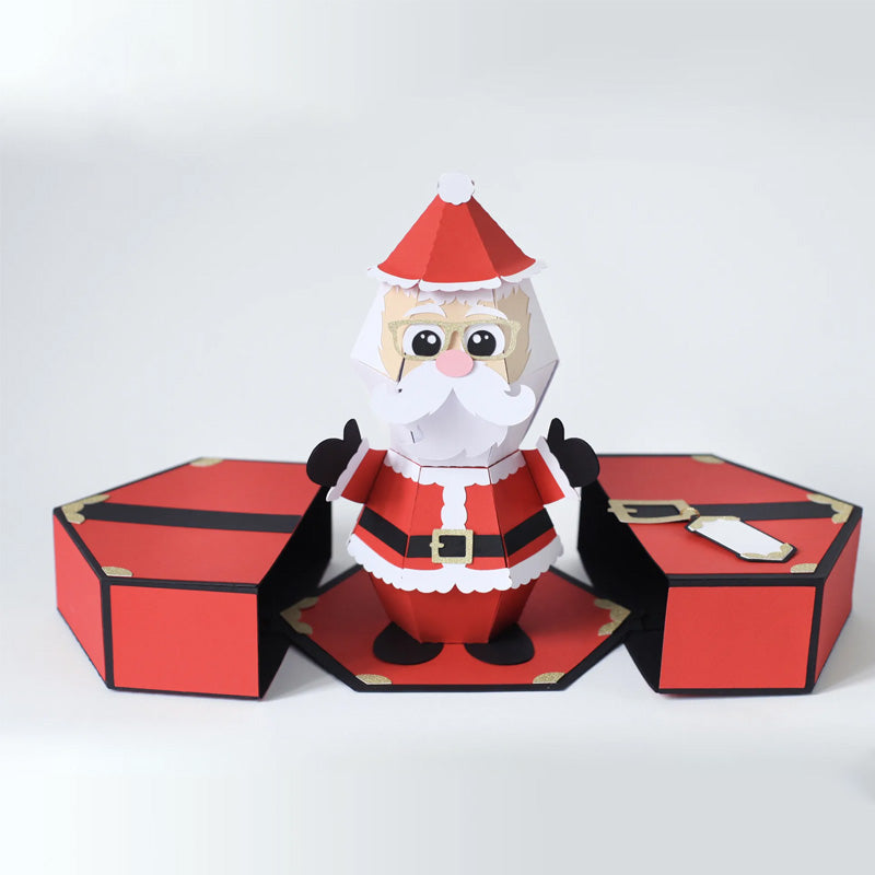 Kartka Świąteczna Pudełko z Mikołajem 3D Pop-Up