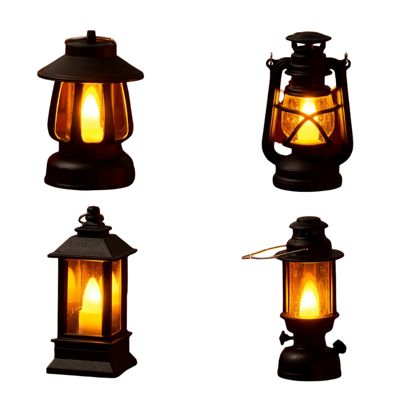 Lampka Nocna LED Retro w Zestawie 4 Szt. do Domku dla Lalek