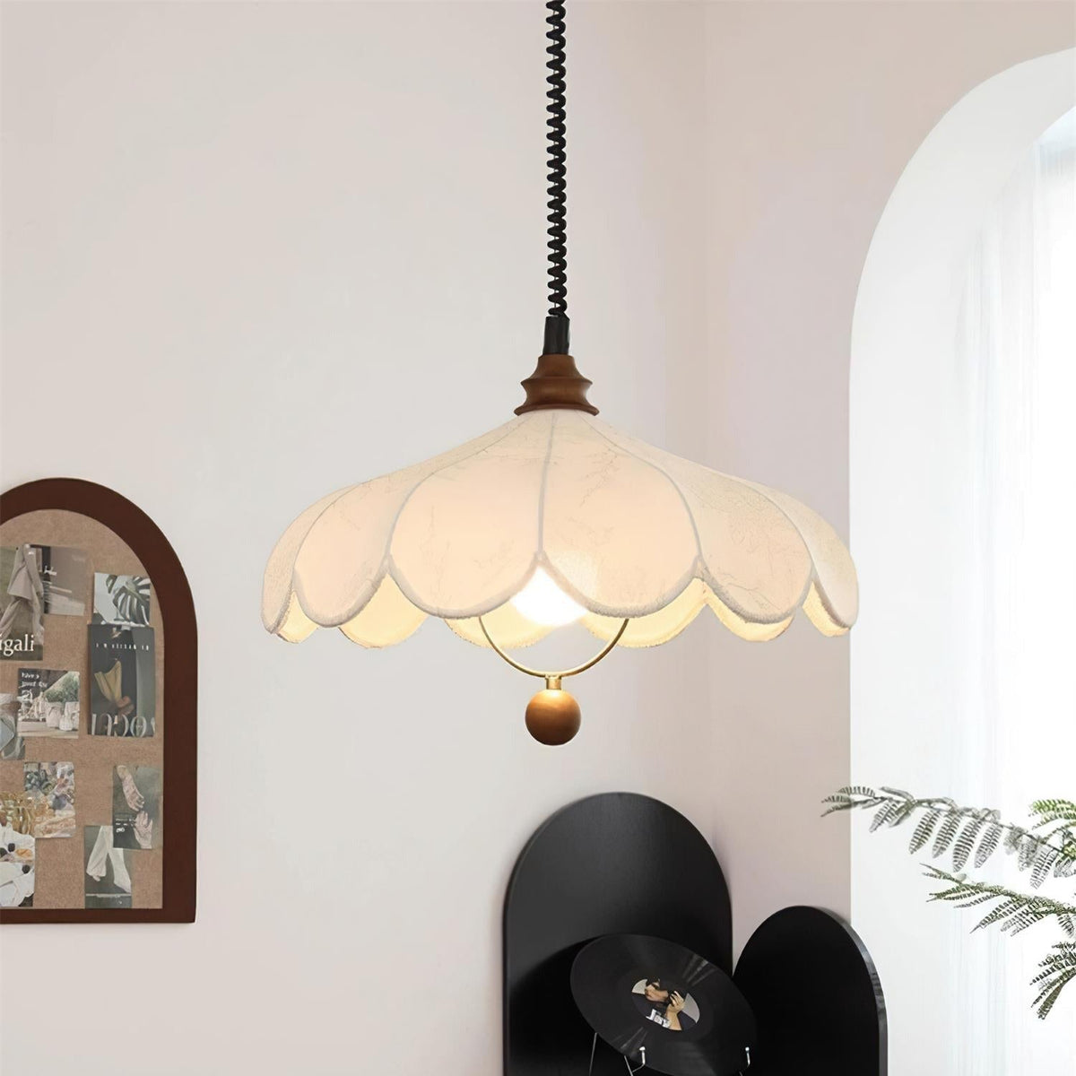 Lampa Wisząca Bohemian z Kloszem z Tkaniny i Regulacją Wysokości