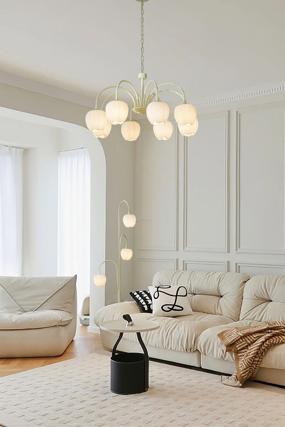Lampa Wisząca Tulipan Bohemian z Zielonymi Ramionami