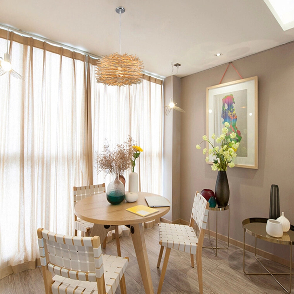 Lampa Wisząca Boho Gniazdo z Rattanu