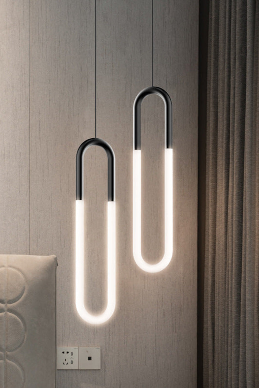 Lampa Wisząca Minimalistyczna w Kształcie u z Wbudowanym LED