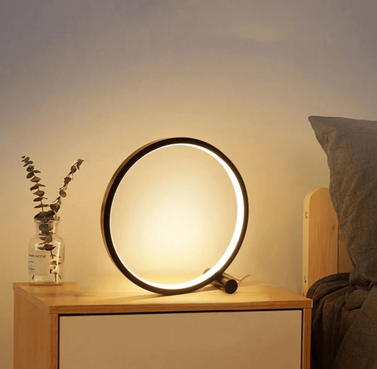 Lampa Stołowa Minimalistyczna z Okrągłym Kloszem i Dotykowym Ściemniaczem
