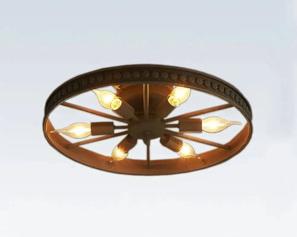 Lampa Sufitowa Industrialna w Kształcie Koła Wozu z Oprawkami E14