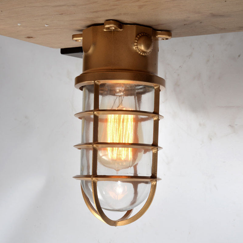 Lampa Sufitowa Industrialna z Kloszem Klatkowym i Szkłem