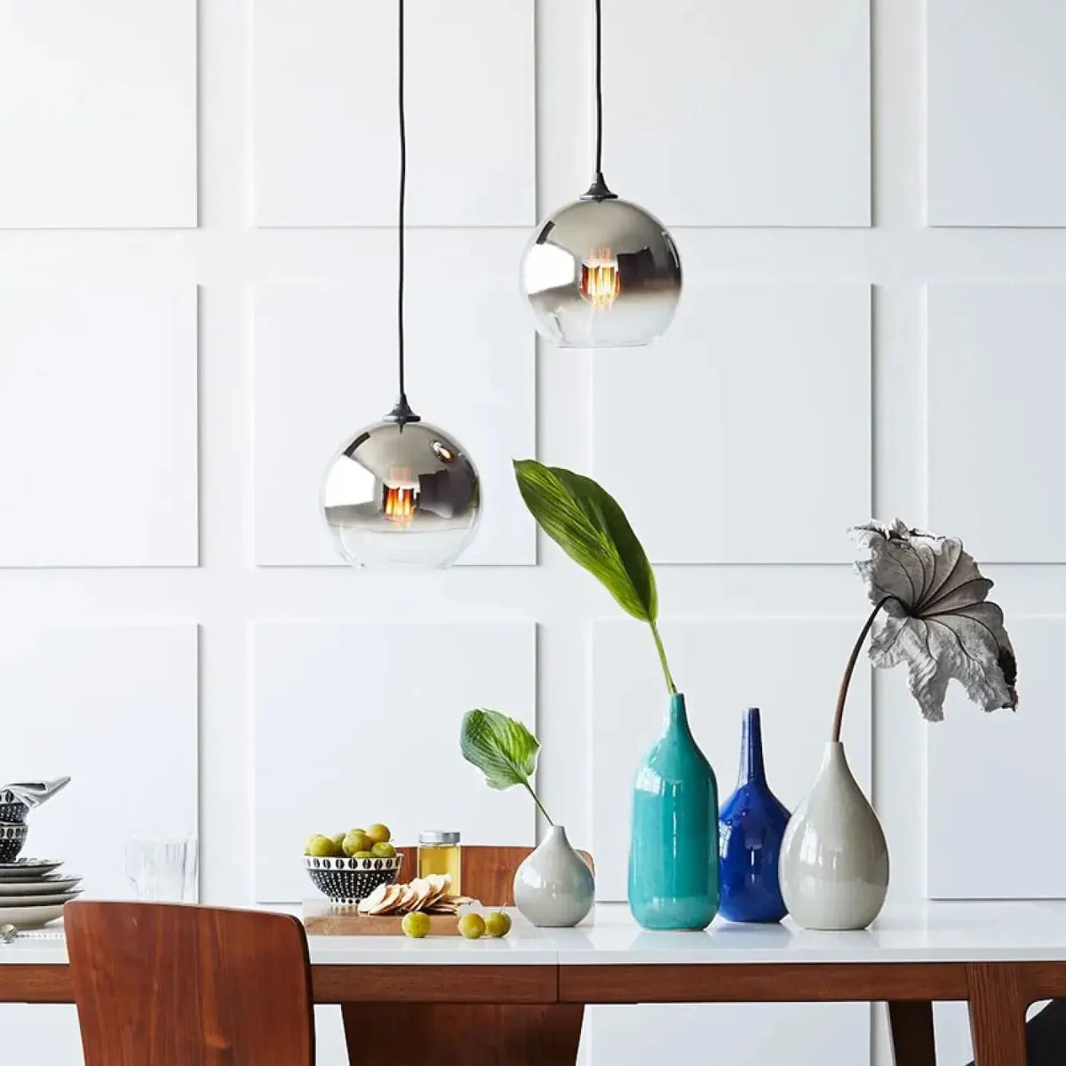 Lampa Wisząca Glamour ze Szklanym Kloszem Kulistym