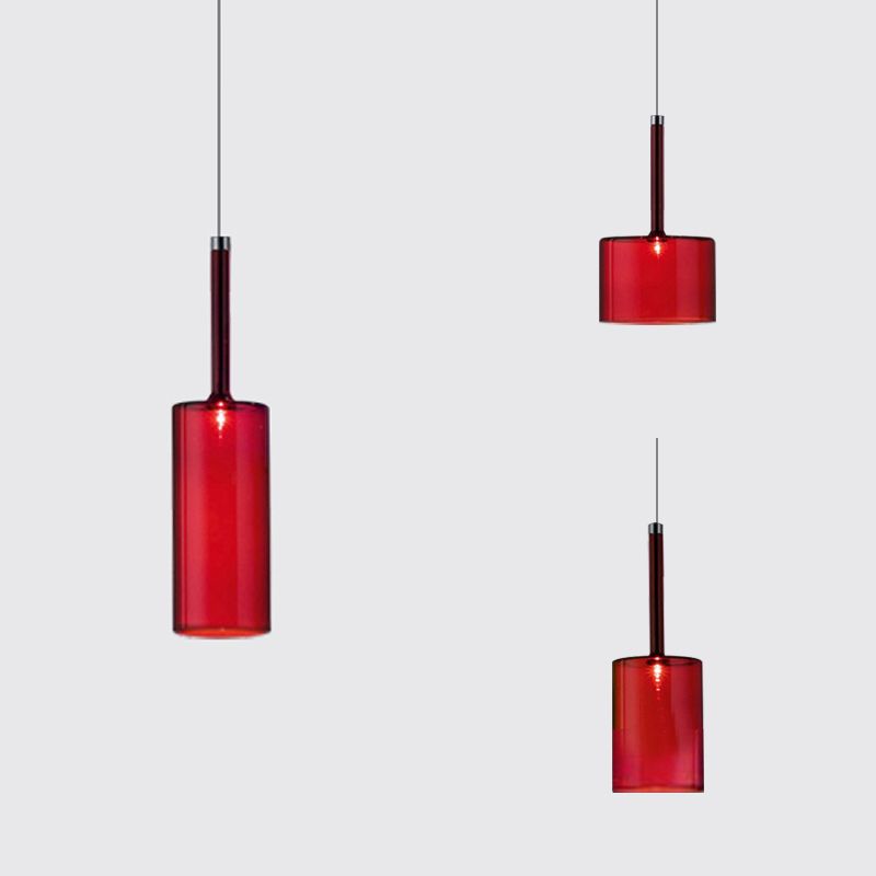 Lampa Wisząca Nowoczesna ze Szklanym Kloszem Cylindrycznym