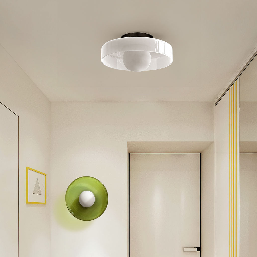 Lampa Sufitowa Szklany Dysk Matowy Mrożony Klosz G9