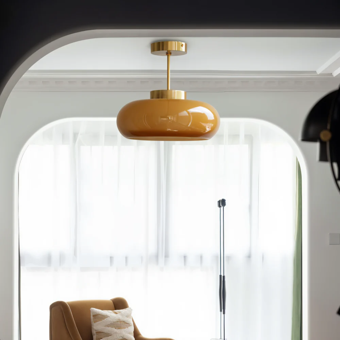 Lampa Sufitowa Retro z Okrągłym Szklanym Kloszem