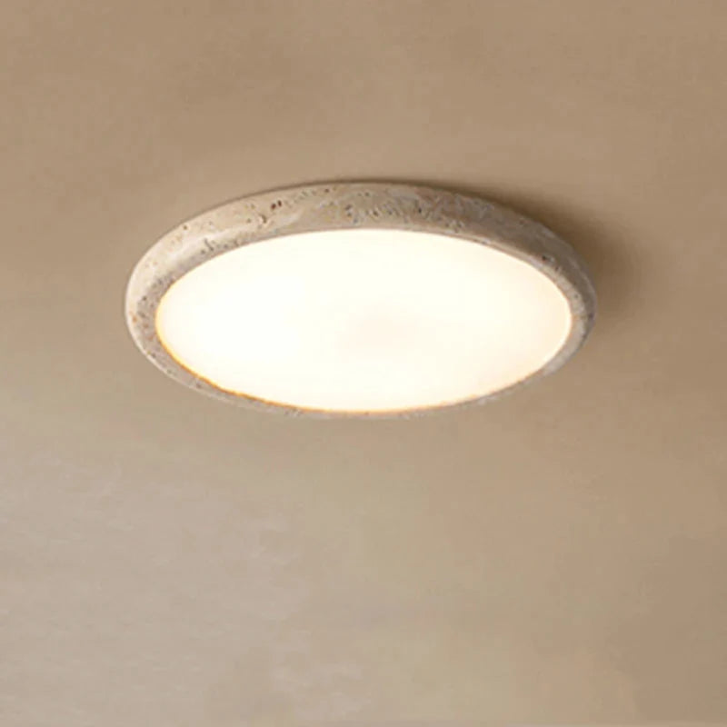 Lampa Sufitowa Wabi Sabi z Okrągłym Kloszem Imitującym Kamień