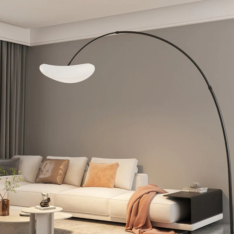 Lampa Podłogowa Łukowa Modern z Organicznym Kloszem