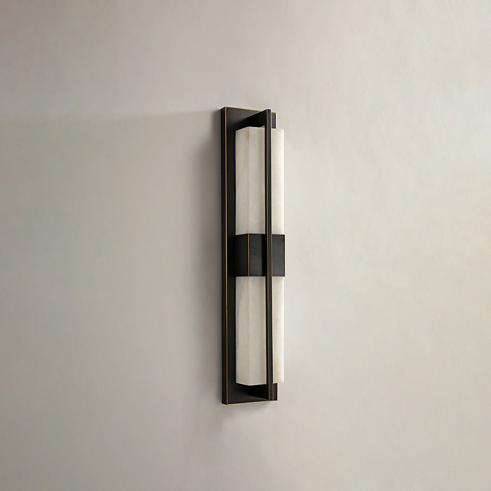 Kinkiet Art Deco z Dwoma Alabastrowymi Kloszami