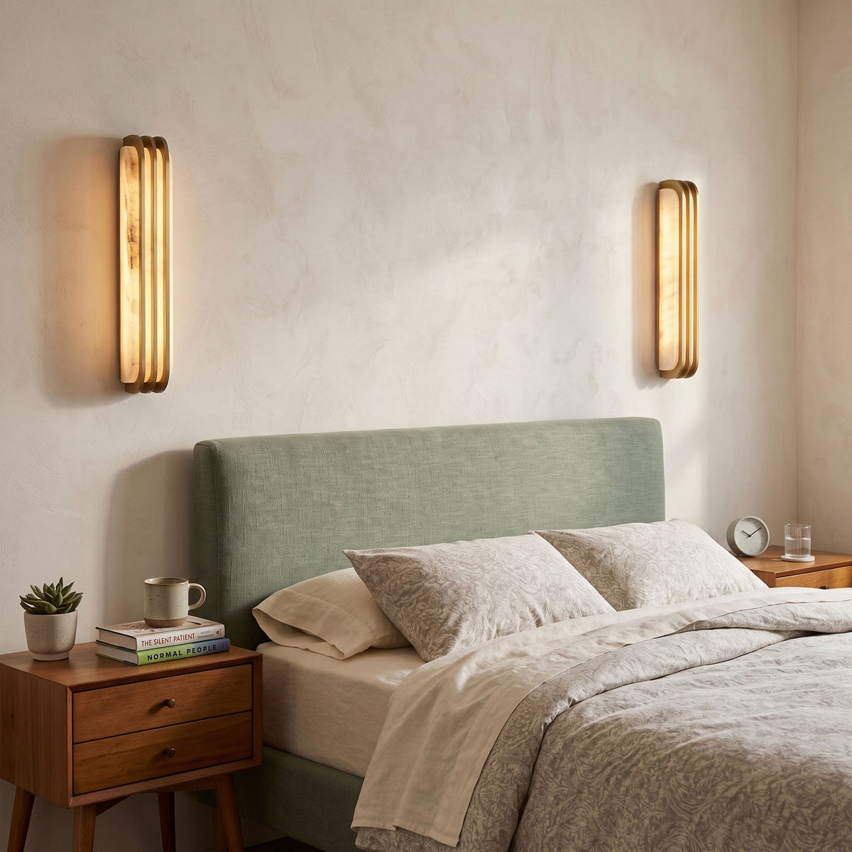 Kinkiet Art Deco z Alabastrowym Panelem i Wbudowanym LED