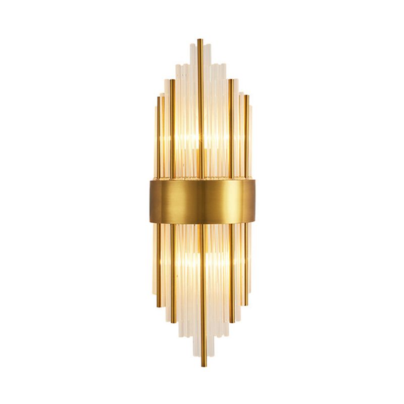 Kinkiet Art Deco z Kryształowymi Listwami i Złotą Ramą