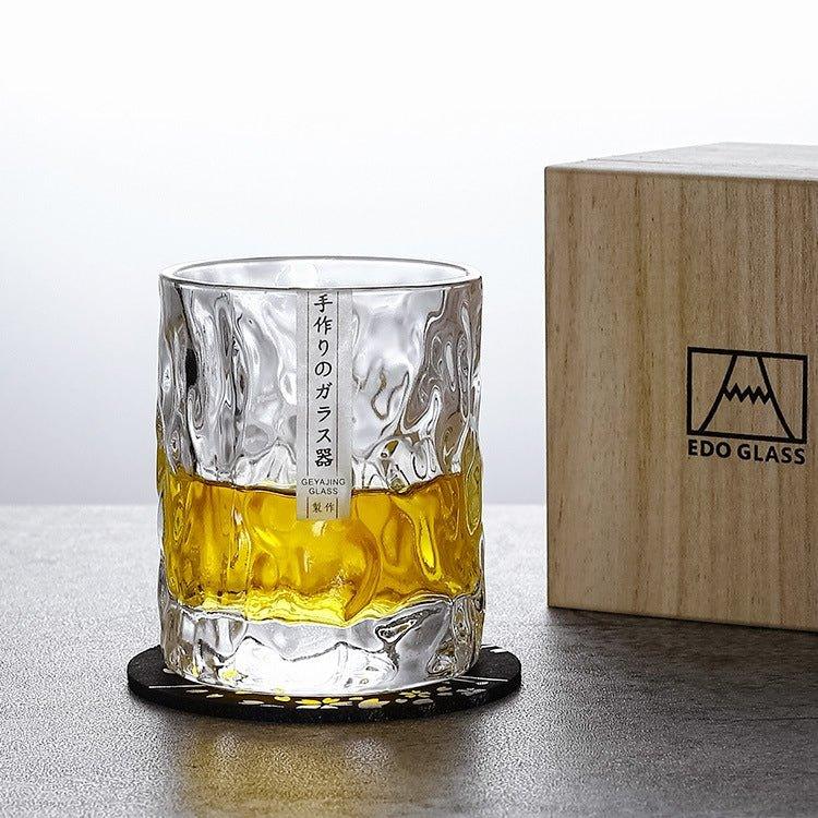 Szklanka do Whisky z Ręcznie Szlifowanym Wzorem Lodowca w Pudełku