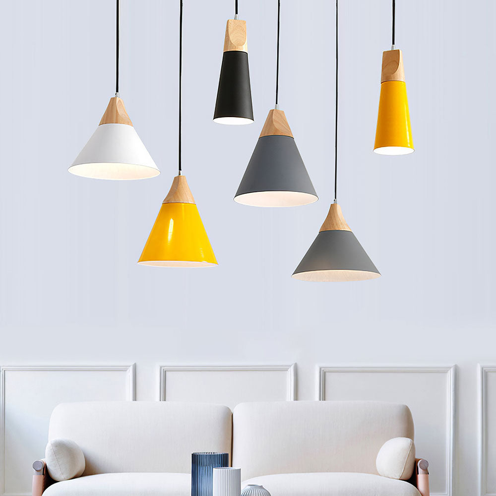 Lampa Wisząca Skandynawska z Drewnianym Akcentem - Czarny