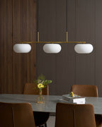 Lampa Wisząca Liniowa z Trzema Mlecznymi Kloszami - 10