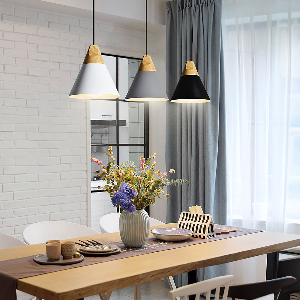 Lampa Wisząca Skandynawska z Drewnianym Akcentem - 10