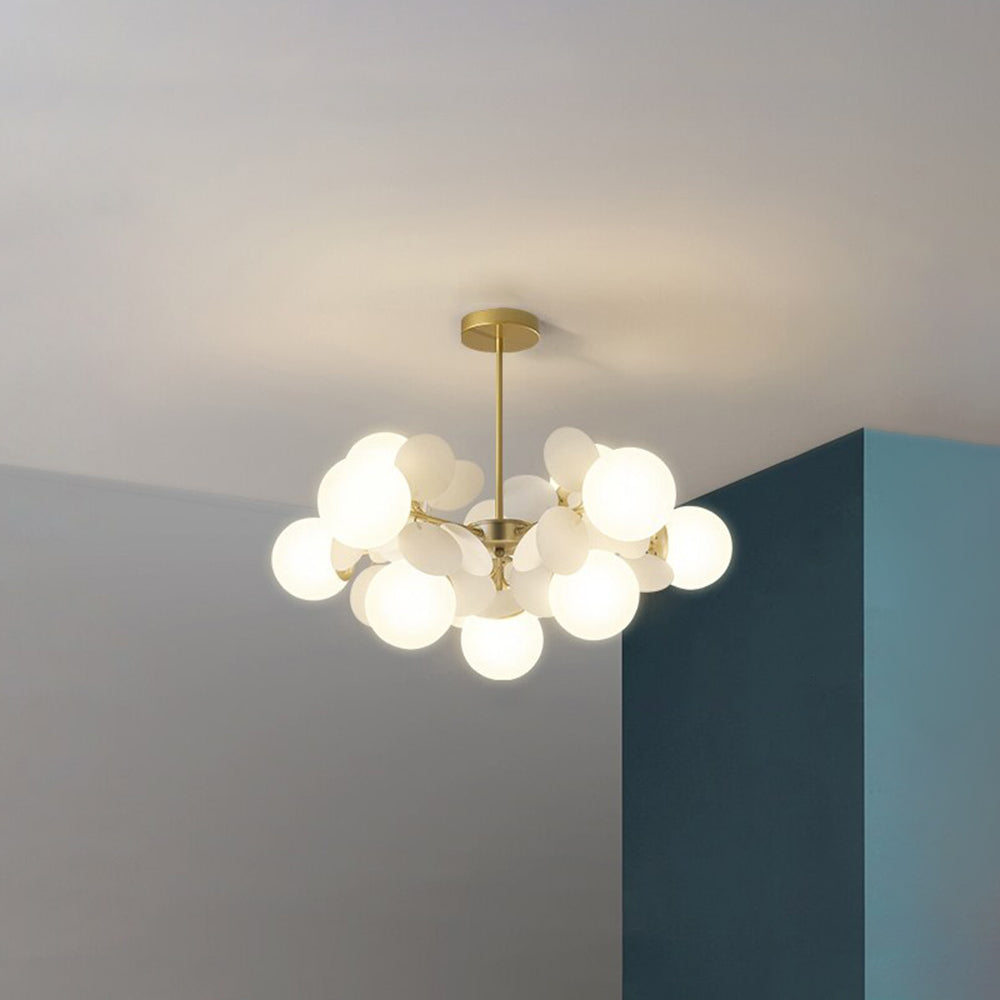 Żyrandol Szklane Klosze Liście z Wieloma Źródłami Światła LED G9 - Biały