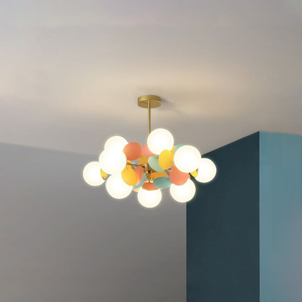 Żyrandol Szklane Klosze Liście z Wieloma Źródłami Światła LED G9 - 9
