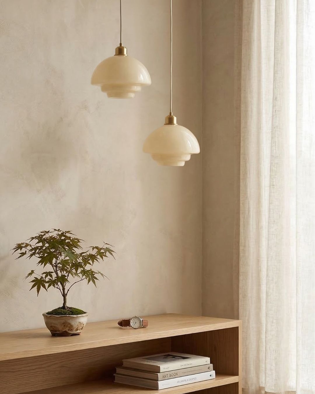 Lampa Wisząca Mid-Century z Opałowym Szklanym Kloszem - 12