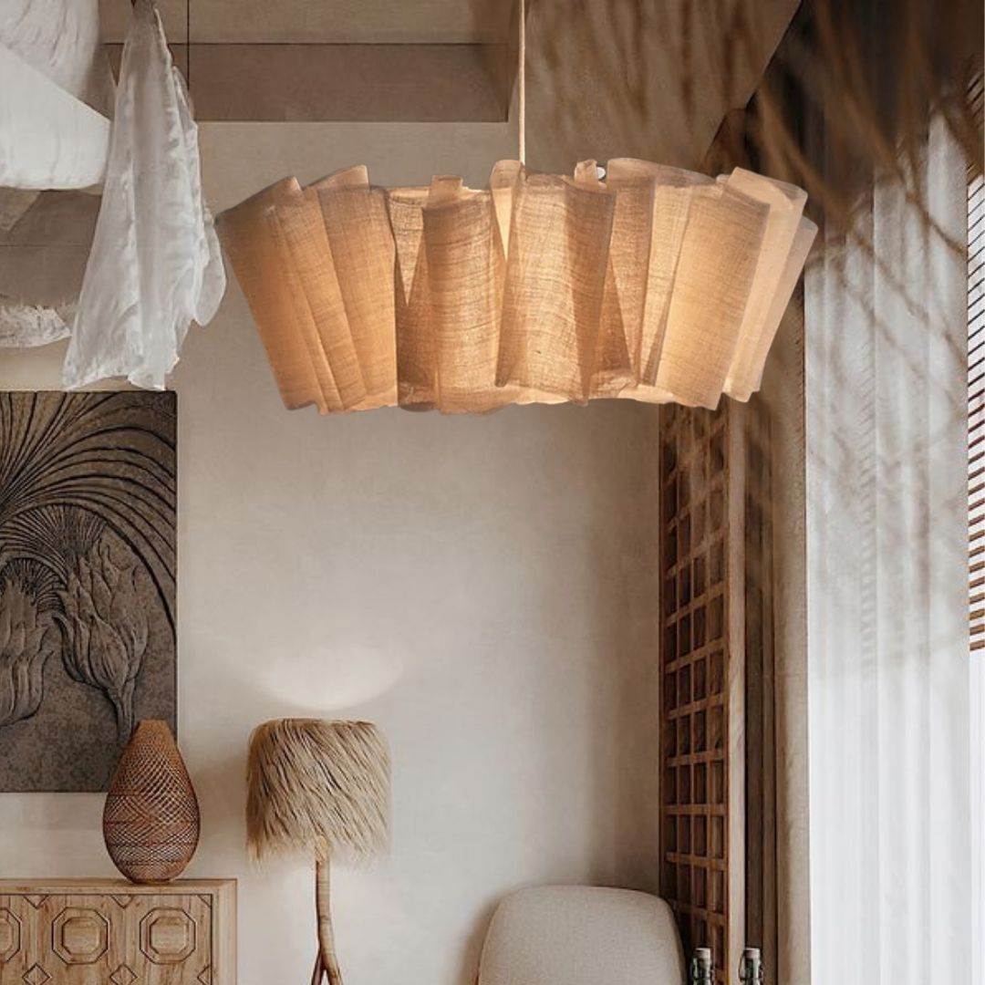 Lampa Wisząca Skandynawska z Plisowanym Abażurem - 6