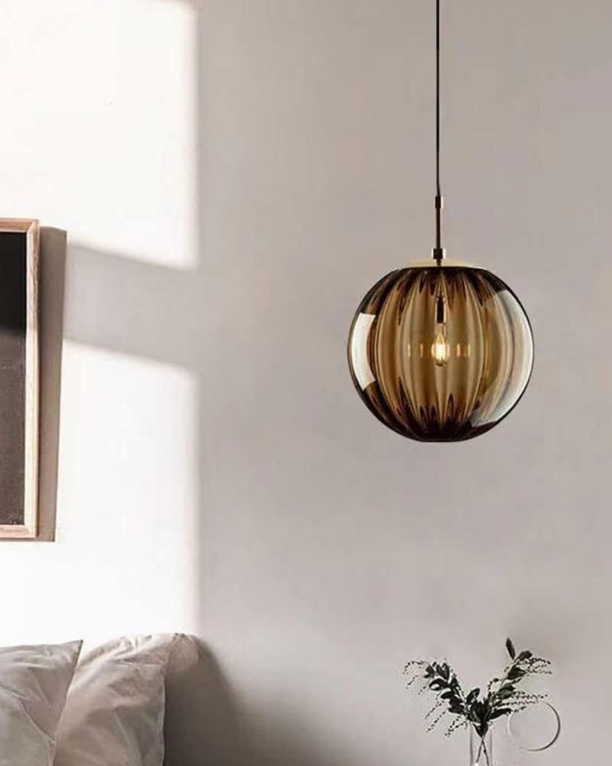 Lampa Wisząca Kula z Fakturowanym Szklanym Kloszem - 12