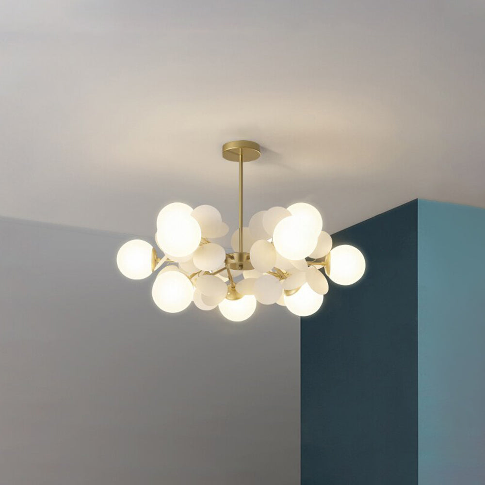 Żyrandol Szklano-Akrylowy LED G9 z Trzema Barwami Światła - Biały Ø75 cm 12 świateł