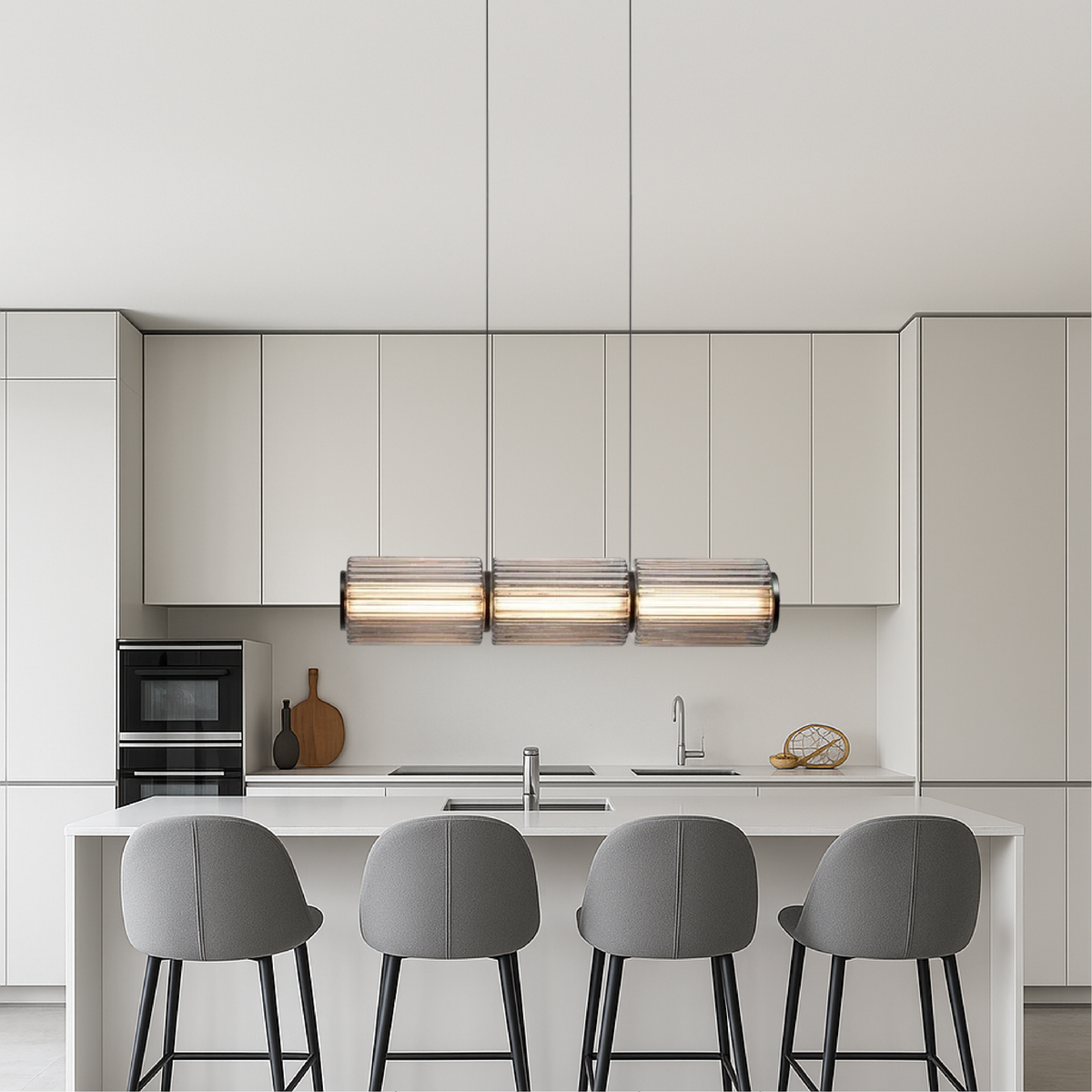 Lampa Wisząca Liniowa Cylindryczna ze Szklanymi Kloszami - 7