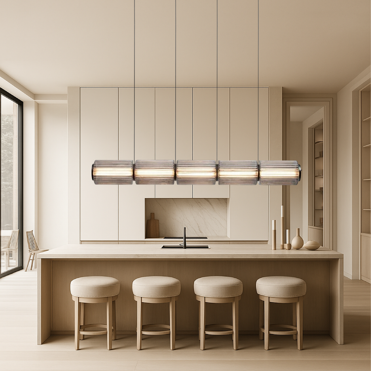 Lampa Wisząca Liniowa Cylindryczna ze Szklanymi Kloszami - 8