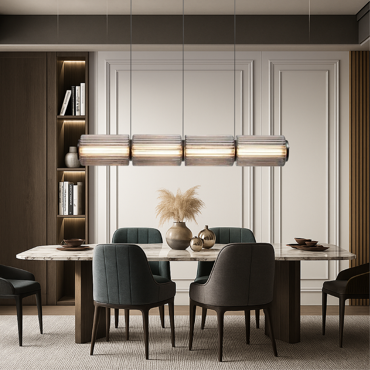 Lampa Wisząca Liniowa Cylindryczna ze Szklanymi Kloszami