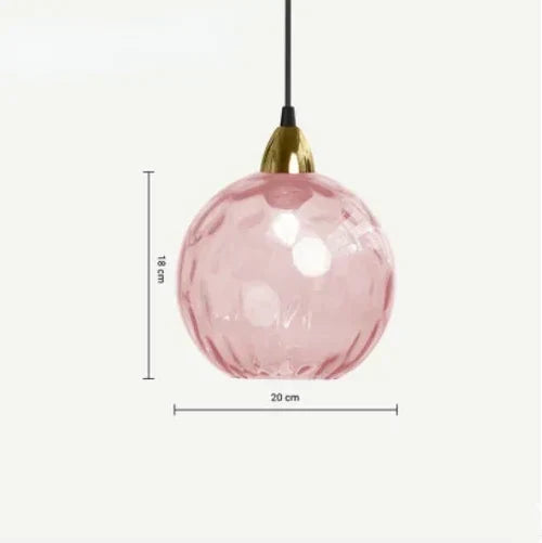 Lampa Wisząca Kula ze Szklanym Kloszem Kolorowym - Różowy