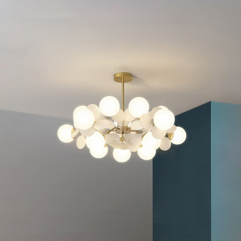 Żyrandol Szklano-Akrylowy LED G9 z Trzema Barwami Światła - Biały Ø90 cm 15 świateł