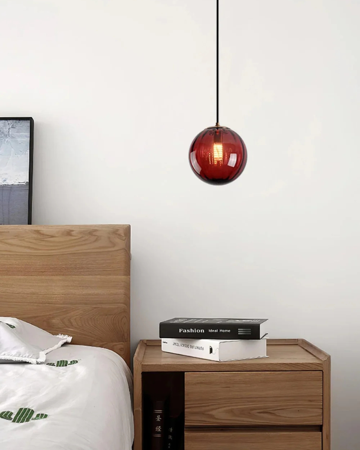 Lampa Wisząca Kula z Fakturowanym Szklanym Kloszem - 13
