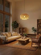 Lampa Wisząca Rattanowa z Abażurem z Liny Konopnej Japandi - 3