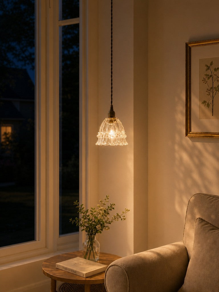 Lampa Wisząca Szklana w Kształcie Meduzy z Bursztynowym Kloszem