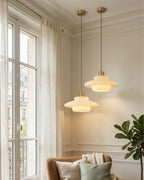 Lampa Wisząca Mid-Century z Opałowym Szklanym Kloszem - 11