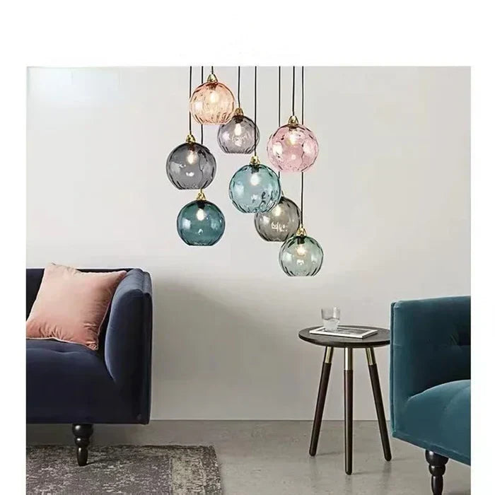 Lampa Wisząca Kula ze Szklanym Kloszem Kolorowym - 2