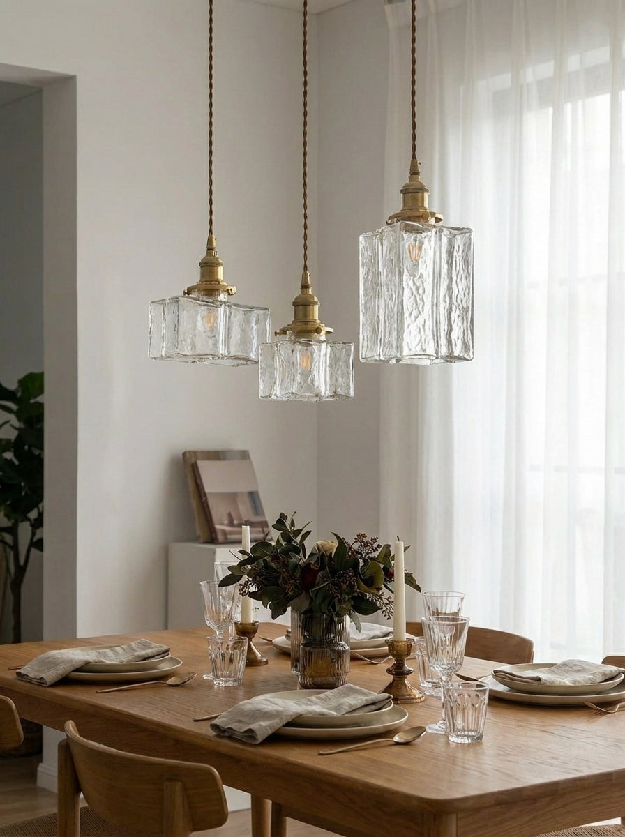 Lampa Wisząca Vintage ze Żebrowanego Szkła z Żelazną Ramą
