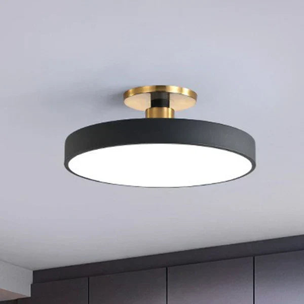 Lampa Sufitowa LED Skandynawska Okrągła z Akrylowym Kloszem - Czarny