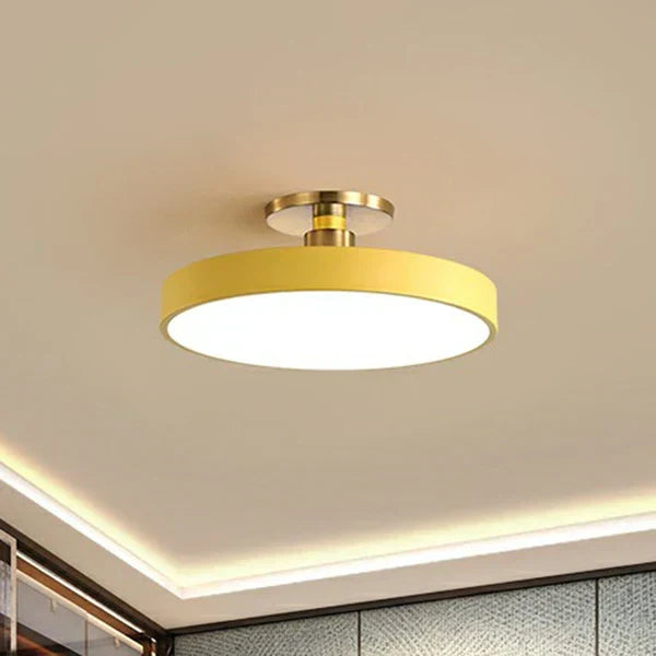 Lampa Sufitowa LED Skandynawska Okrągła z Akrylowym Kloszem - Żółty