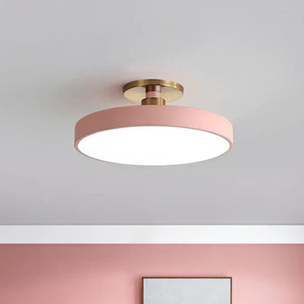 Lampa Sufitowa LED Skandynawska Okrągła z Akrylowym Kloszem - Różowy