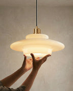 Lampa Wisząca Mid-Century z Opałowym Szklanym Kloszem