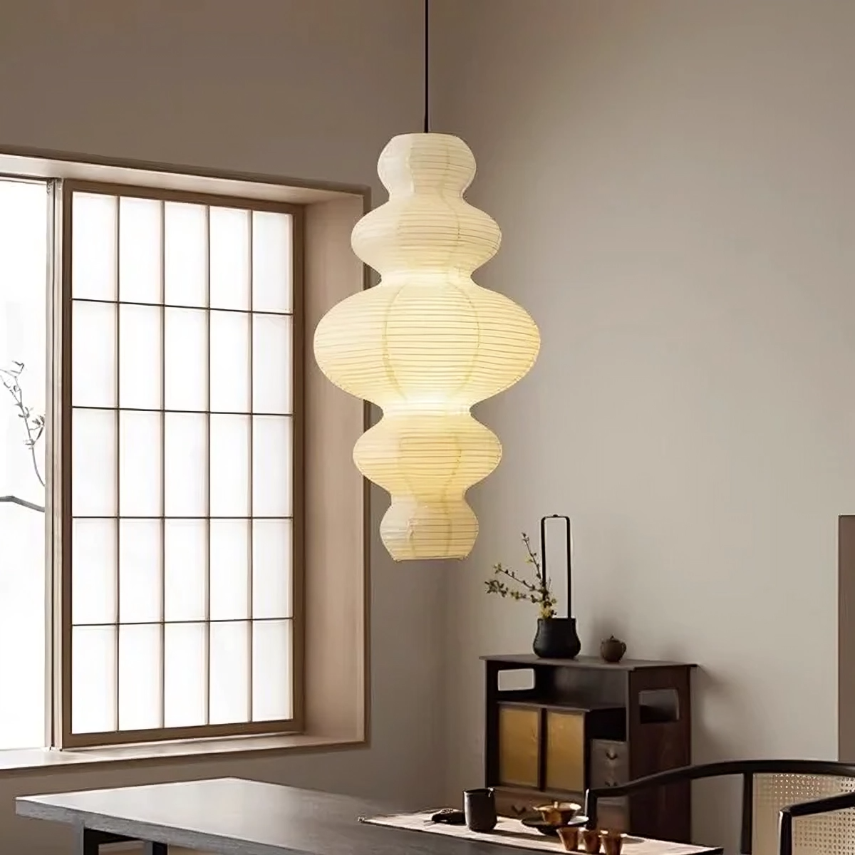 Lampa Wisząca z Papieru Ryżowego Japandi 45 Cm - 3