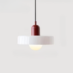 Lampa Wisząca Bauhaus z Dwukolorowym Szklanym Kloszem - Czerwony i biały