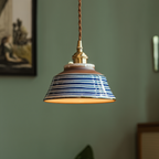 Lampa Wisząca Ceramiczna z Ręcznie Malowanym Kloszem Kwiatowym - 8