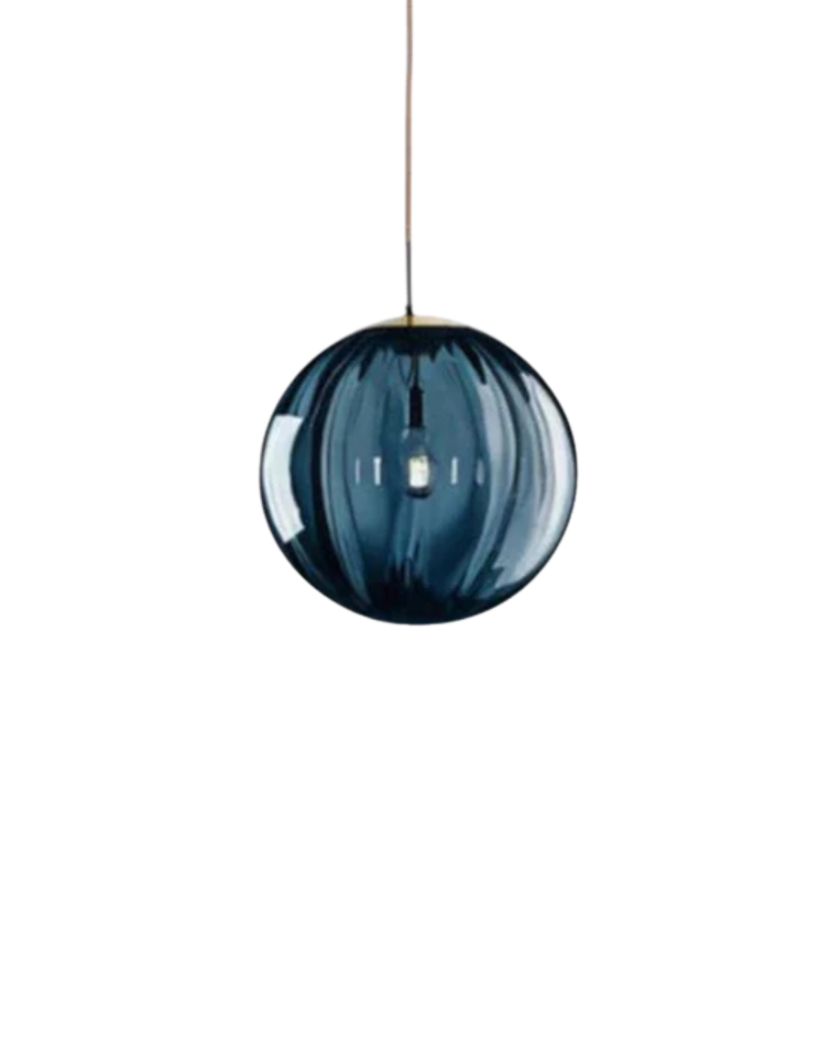 Lampa Wisząca Kula z Fakturowanym Szklanym Kloszem - Niebieski