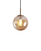 Lampa Wisząca Kula z Fakturowanym Szklanym Kloszem - Bursztynowy