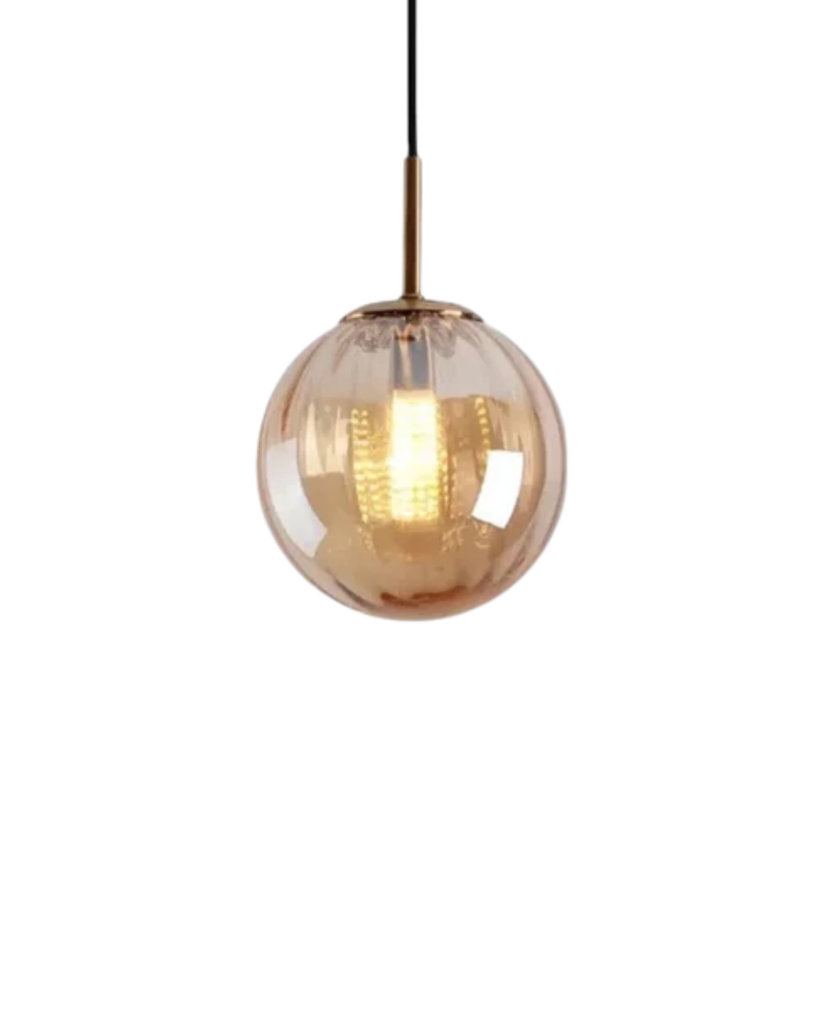 Lampa Wisząca Kula z Fakturowanym Szklanym Kloszem - Bursztynowy