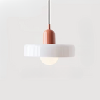 Lampa Wisząca Bauhaus z Dwukolorowym Szklanym Kloszem - Różowy i biały